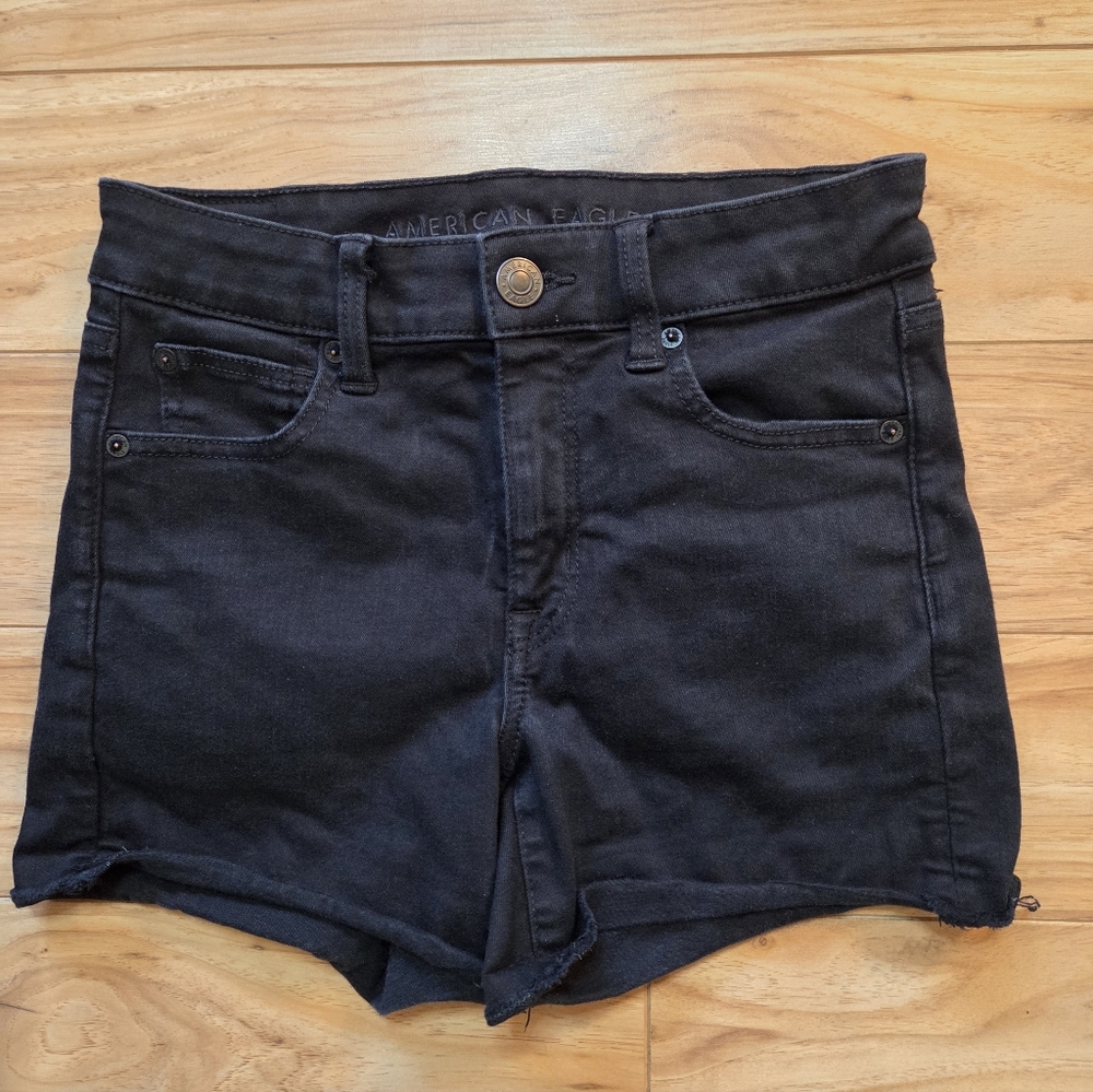 American Eagle High Rise Shortie Black